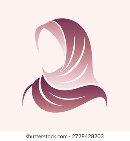 Una Ilustración vectorial plana moderna de una mujer musulmana sin rostro con un elegante hijab malva y borgoña, aislado sobre un fondo claro. Perfecto para la identidad, la moda y el contenido cultural.