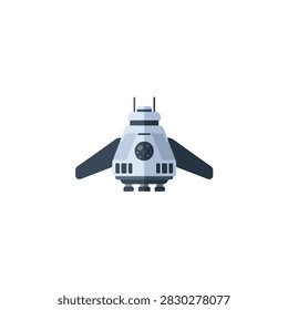 Modern Flat Vector Illustration of a Futuristic Space Shuttle Craft Isolated on White Background