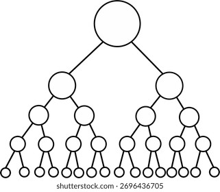 Uma ilustração vetorial plana moderna de um diagrama de estrutura de árvore hierárquica que mostra conexões entre nós e ramificações. Perfeito para apresentações, organogramas, redes de equipes, business str