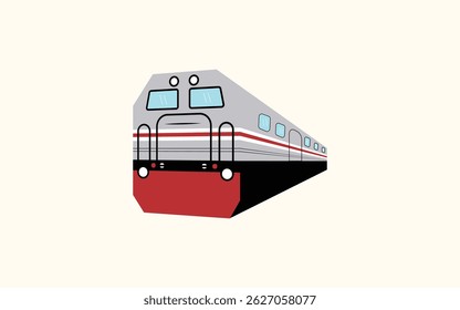 Moderna Ilustración vectorial plana de tren de alta velocidad con vistas a la Perspectiva