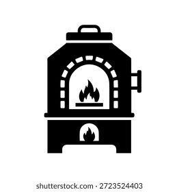 Modern Flat Vector Illustration of Industrial Furnace Kiln Icon Silhouette for Manufacturing Pottery and Smelting Workshop Design Template