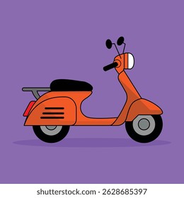 Modern Flat Vector Illustration of Orange Scooter Motorcycle
