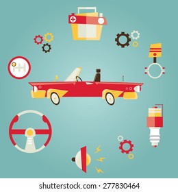 modern flat vector illustration parts of car 