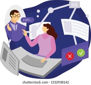 Modern flat vector illustration teleconference customer service