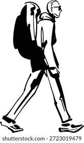 Ilustração vetorial plana moderna de turistas caminhando juntos durante uma viagem turística da cidade.