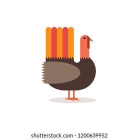 modern flat vector illustration of a turkey. For Thanksgiving designs, decoration, web pages. Icon design. 