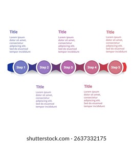 A modern flat vector infographic template showing a project or business timeline with arrows, icons, and steps. Ideal for reports, presentations, marketing plans, or education content. Fully editable 