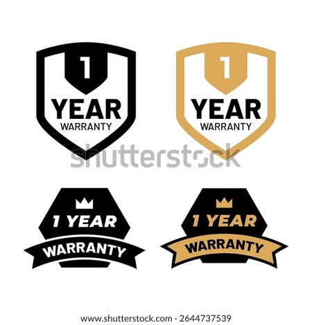Modern Flat Vector Labels of One Year Warranty Guarantee
