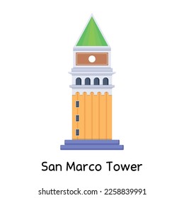 Modern flat vector of san marco tower