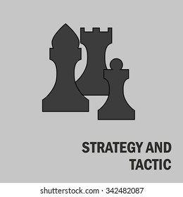 Modern flat vector set of chess icons(bishop, rook, pawn)