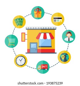 Modern flat vector shopping icons. Colorful design elements for mobile and web applications. 