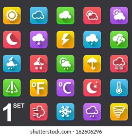 Modern flat vector weather icon set (24 pcs., Set 2)