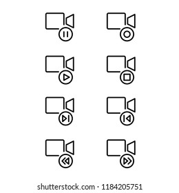 Modern flat video camera icon set