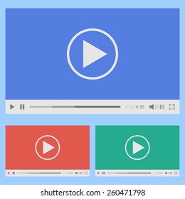 Modern flat video player interface. Vector illustration.