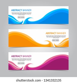 Modern flat wave banner background. business template. modern design. Vector abstract wave design banner web template in red orange blue color. - Vector