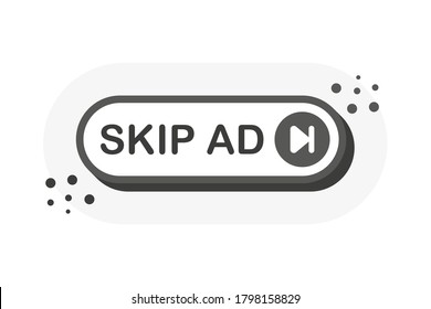 Modern flat web banner with skip ad button for commercial ads design. Symbol, sign. Vector illustration.