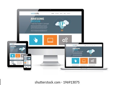 Modern flat web design in responsive website vector
