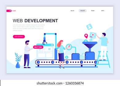 Modern flat web page design template of Web Development decorated people character for website and mobile website development. Flat landing page template. Vector illustration.