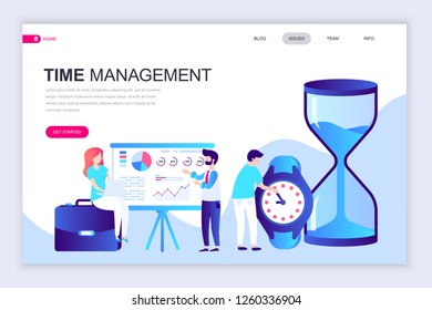 Modern flat web page design template of Time Management decorated people character for website and mobile website development. Flat landing page template. Vector illustration.
