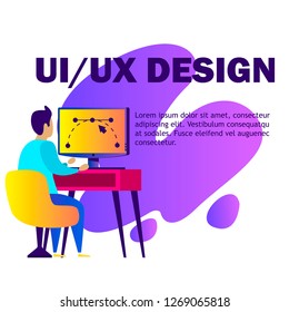 Modern flat web page design template of UI UX designer character