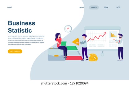Modern flat web page design template of Business Statistic decorated people character for website and mobile website development. Flat landing page template. Vector illustration.