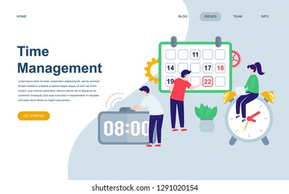 Modern flat web page design template of Time Management decorated people character for website and mobile website development. Flat landing page template. Vector illustration.