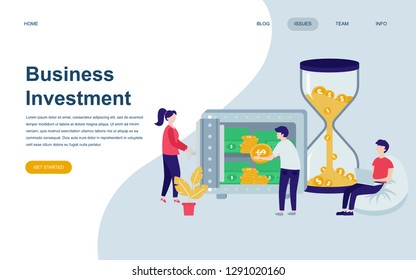 Modern flat web page design template of Business Investment decorated people character for website and mobile website development. Flat landing page template. Vector illustration.