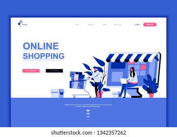 Modern flat web page design template concept of Online Shopping decorated people character for website and mobile website development. Flat landing page template. Vector illustration.