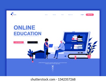 Modern flat web page design template concept of Online Education decorated people character for website and mobile website development. Flat landing page template. Vector illustration.