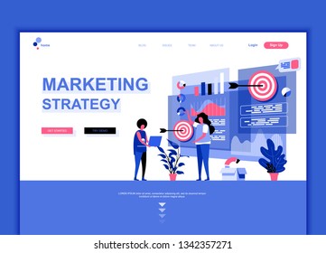 Modern flat web page design template concept of Marketing Strategy decorated people character for website and mobile website development. Flat landing page template. Vector illustration.