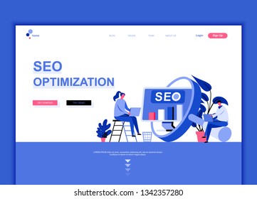 Modern flat web page design template concept of Seo Analysis decorated people character for website and mobile website development. Flat landing page template. Vector illustration.