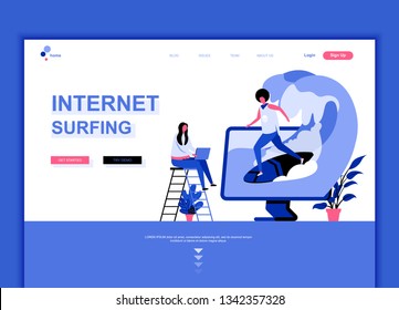 Modern flat web page design template concept of Internet Surfing decorated people character for website and mobile website development. Flat landing page template. Vector illustration.