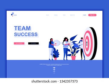 Modern flat web page design template concept of Team Success decorated people character for website and mobile website development. Flat landing page template. Vector illustration.
