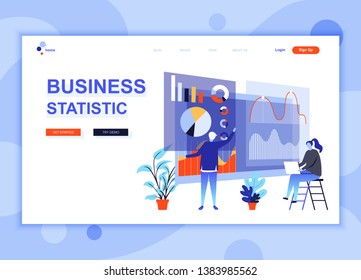 Modern flat web page design template concept of Business Statistic decorated people character for website and mobile website development. Flat landing page template. Vector illustration.