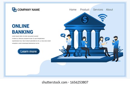 Modern flat web page design concept of Online banking, online financial investment. Flat landing page template. vector illustration