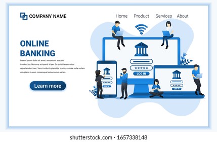 Modern flat web page design concept of Online banking, online financial investment. Flat landing page template. vector illustration