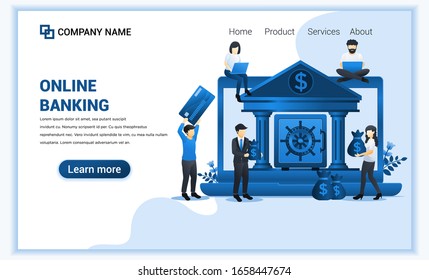 Modern flat web page design concept of Online banking, online financial investment. Flat landing page template. vector illustration