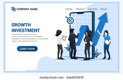 Modern flat web page design concept of Investment, businessmen success grow their business, increase financial profit. Flat landing page template. vector illustration