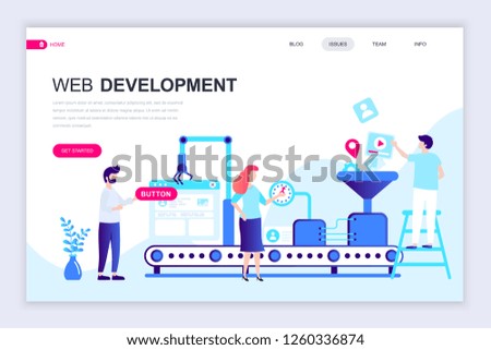Modern flat web page design template of Web Development decorated people character for website and mobile website development. Flat landing page template. Vector illustration.