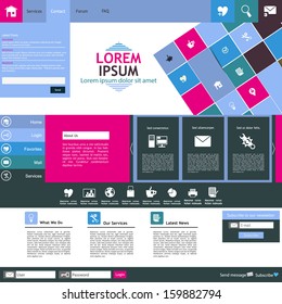 Modern flat website template design 