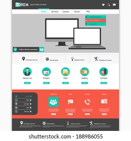 Modern Flat Website Template Design Eps 10