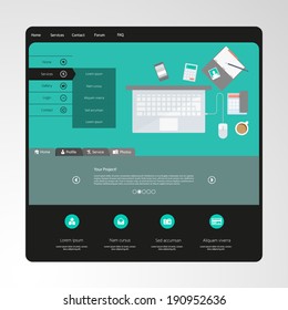 Modern flat website template design 