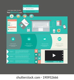 Modern flat website template design 