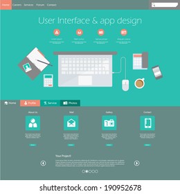 Modern flat website template design 