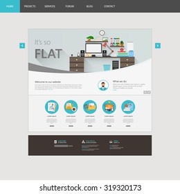 Modern Flat Website Template Design Vector