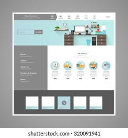 Modern  Flat Website Template Design Vector