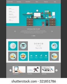 Modern Flat Website Template Design Vector