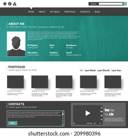 Modern Flat Website Template For Personal Portfolio, Design Eps 10 