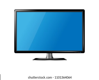 Modern Flat Wide Screen Lcd, Ultra Plasma Tv Full High-definition,Computer Monitor Blank Display Isolated On White Background