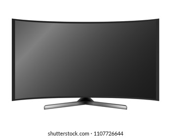 Modern flat widescreen curved monitor lcd, Ultra plasma tv full high-definition,Computer led blank display isolated on white background